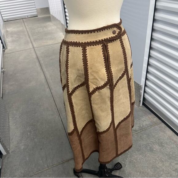 Vintage 70s young east brown suede a line skirt 13/14 - Picture 3 of 16